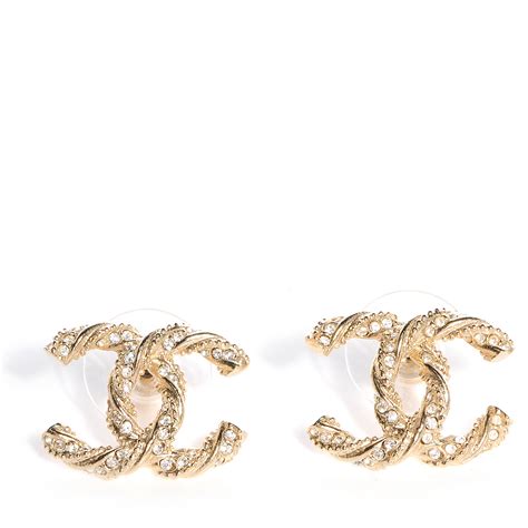 chanel crystal twisted cc earrings gold|chanel crystal drop earrings.